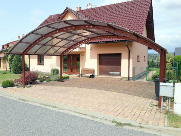 PŘÍSTŘEŠEK OBLOUKOVÝ STEEL D - 2 AUTA – polykarbonát