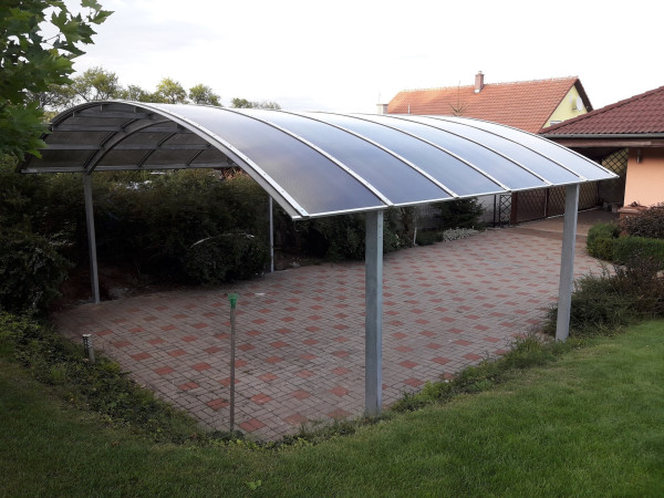 PŘÍSTŘEŠEK OBLOUKOVÝ STEEL D - 2 AUTA – polykarbonát