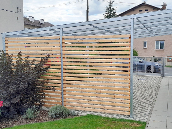 PŘÍSTŘEŠEK ROVNÝ STEEL STRAIGHT D PRO 2 AUTA - polykarbonát