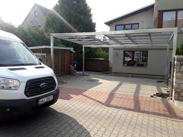 PŘÍSTŘEŠEK ROVNÝ STEEL STRAIGHT D PRO 2 AUTA - polykarbonát